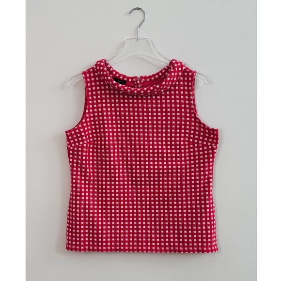 Talbots Tops - Talbot Women's Size M Sleeveless Red White Gingham Preppy Cottagecore Knit